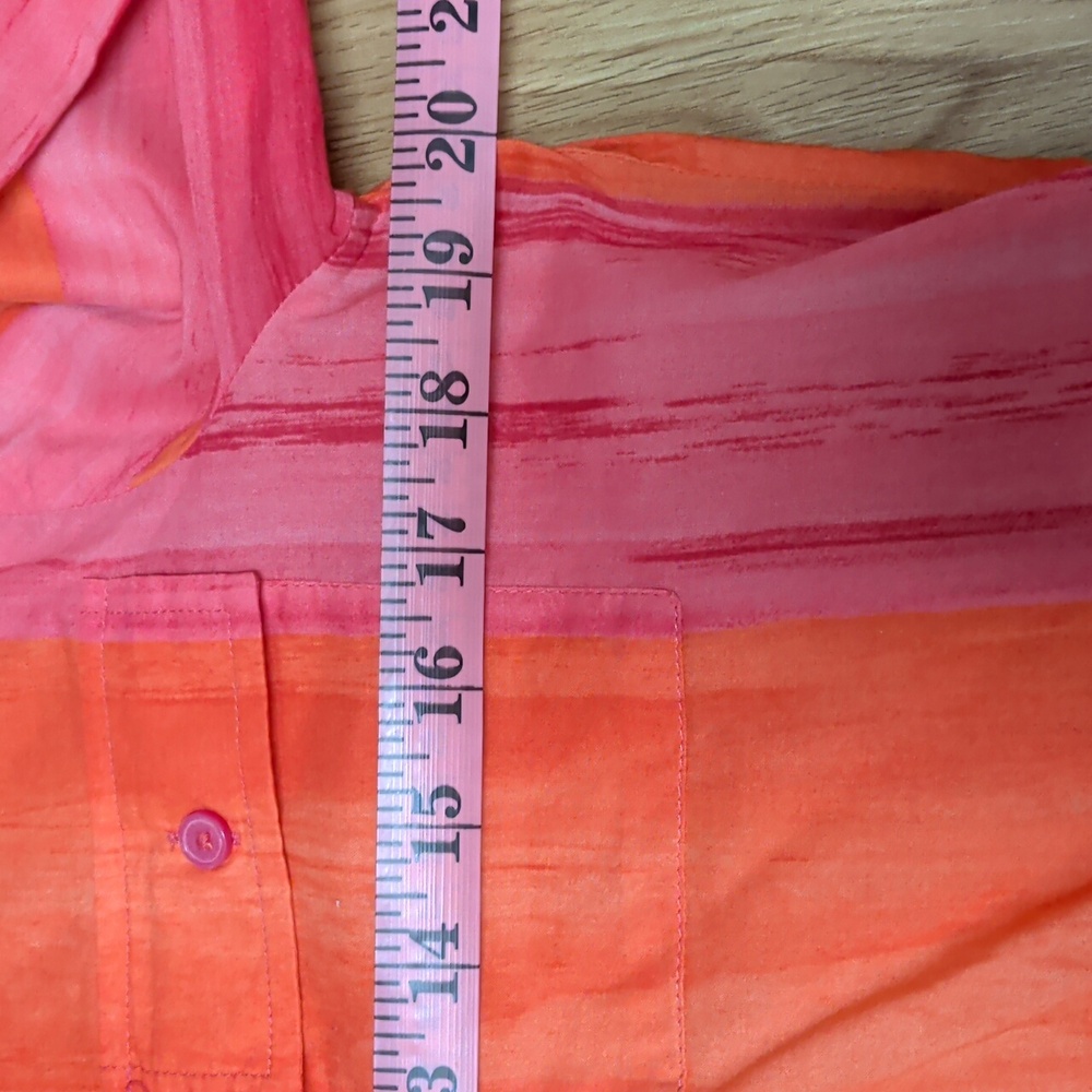 Jones New York Tailored Orange and Pink Striped Shirt with Button Pockets M - Picture 9 of 11